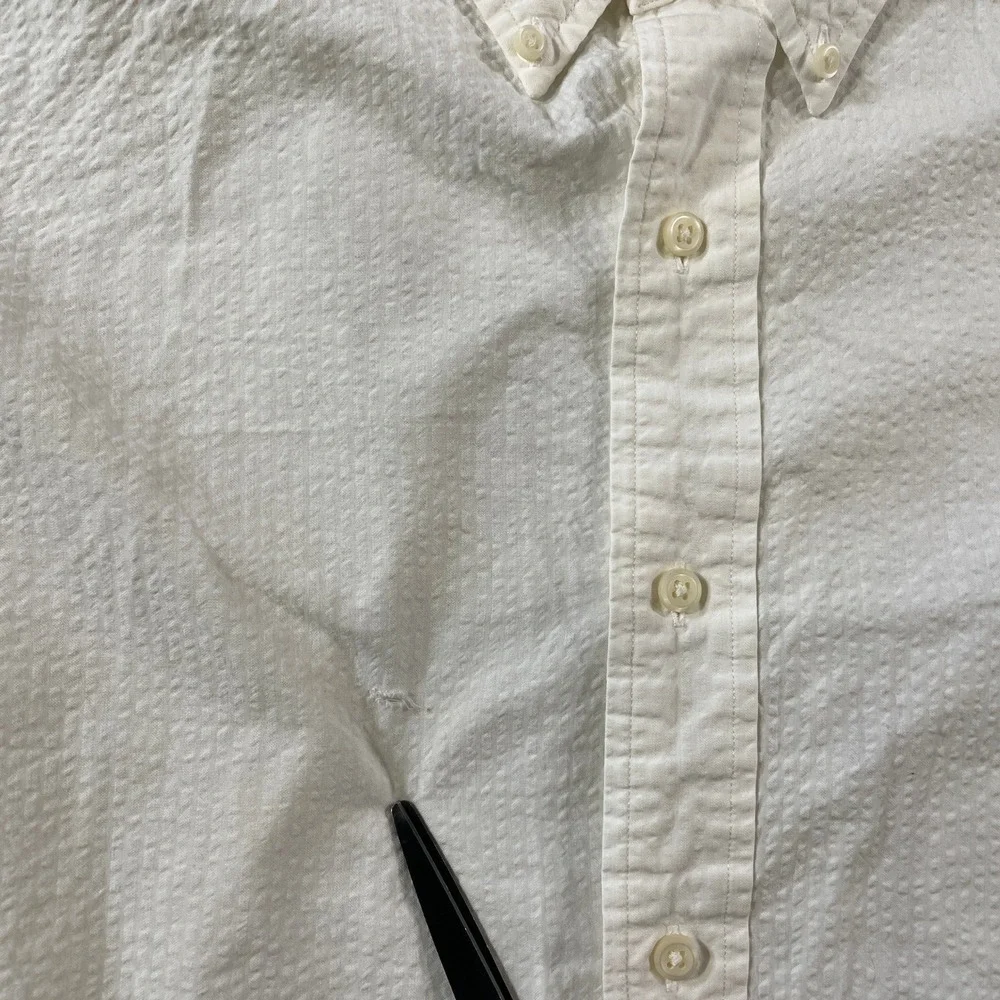 Ralph Lauren Seersucker Shirt Mens XXL White Button Classic Fit Summer Beach